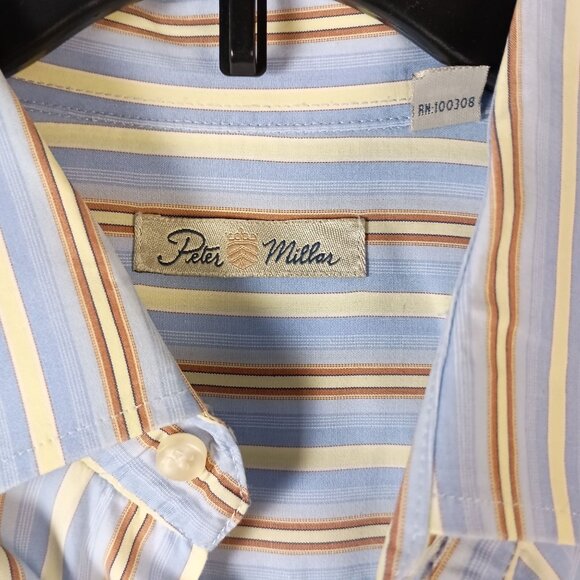 Peter Millar Long Sleeve Dress Shirt Men Size L Button Front - Picture 2 of 6